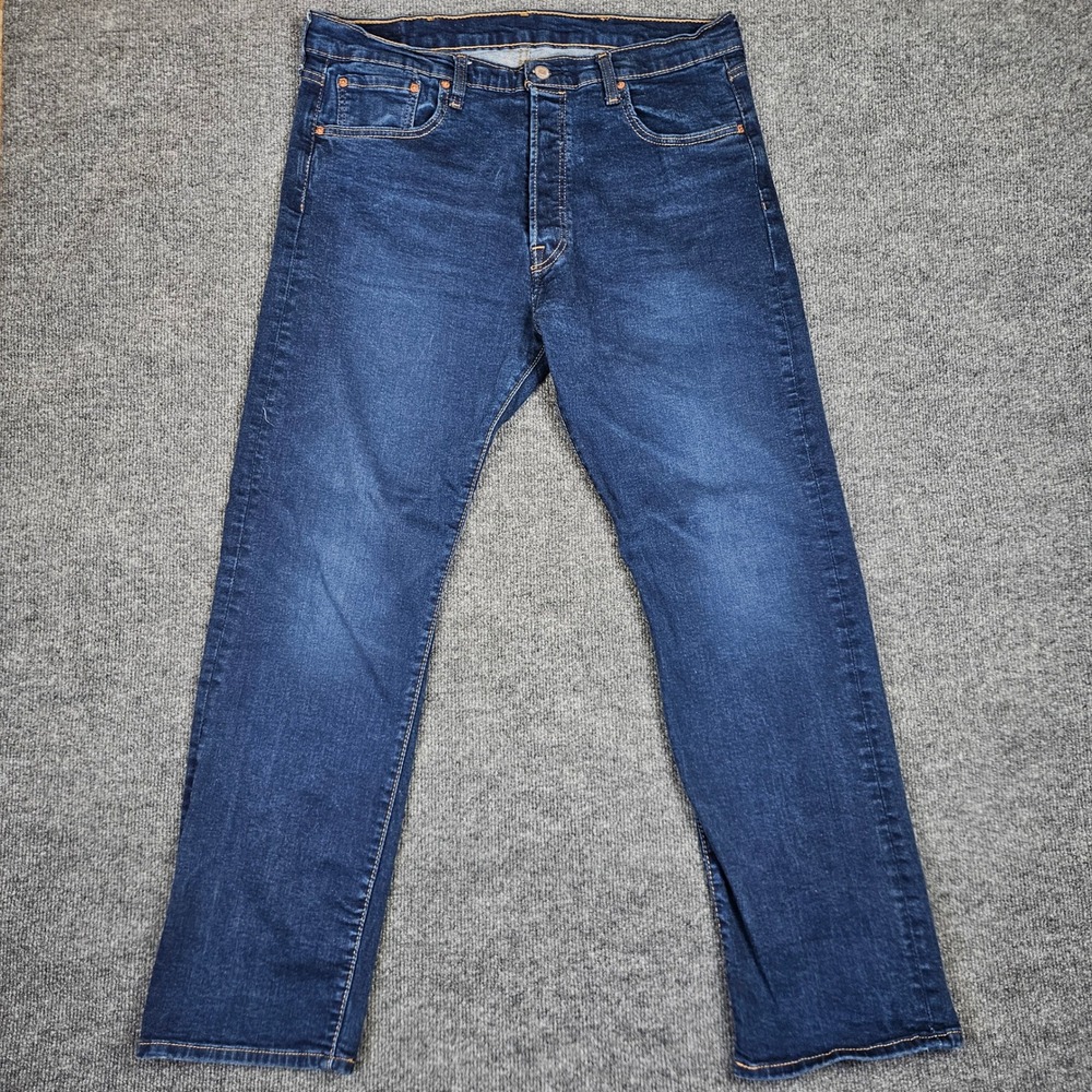 Levis 501 Jeans Men's 38x32(30) Straight Leg Dark Wash Stretch Denim Button Fly